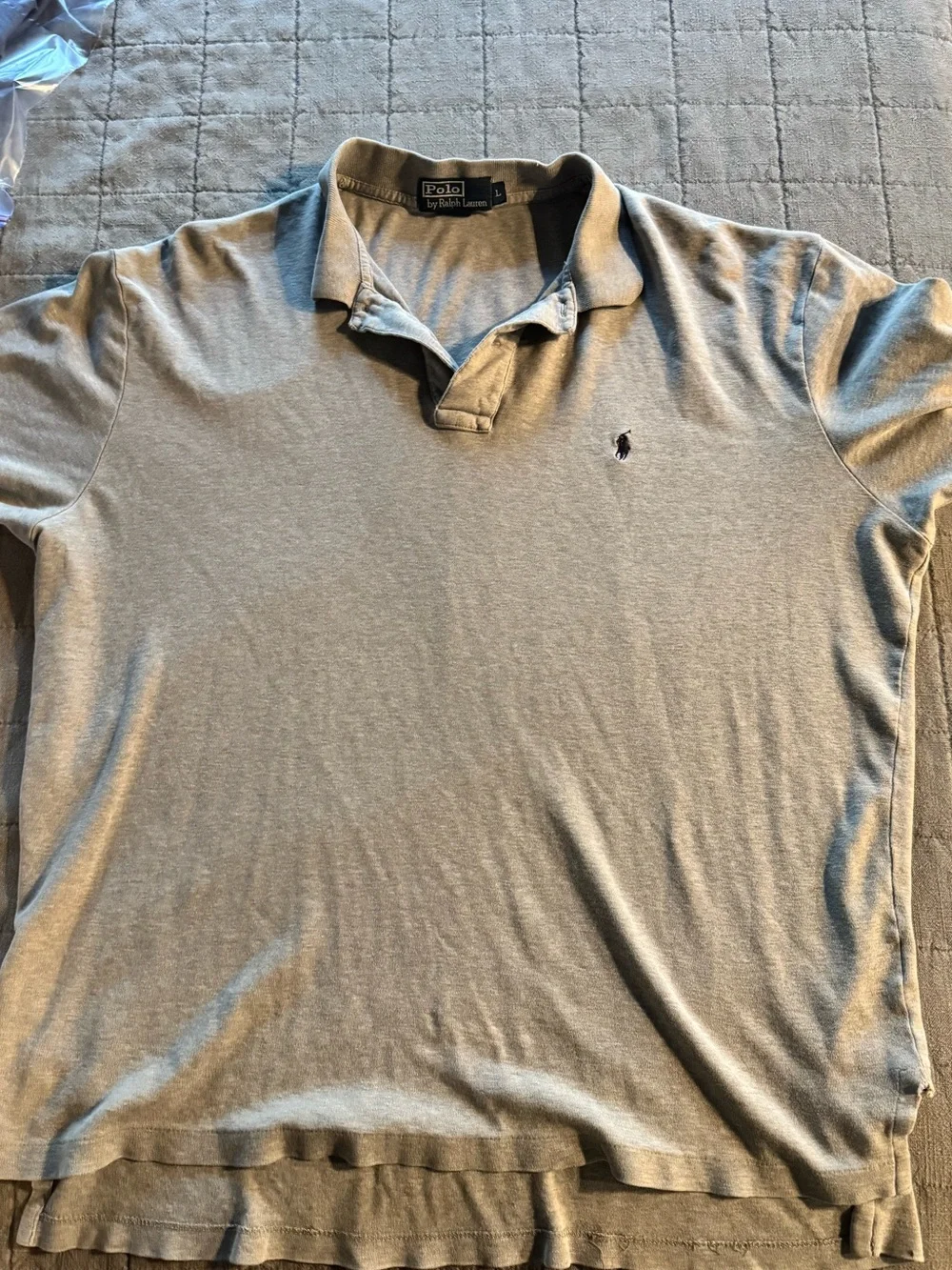 Polo by Ralph Lauren Men’s Short-Sleeve Polo in Light Gray with Navy Pony